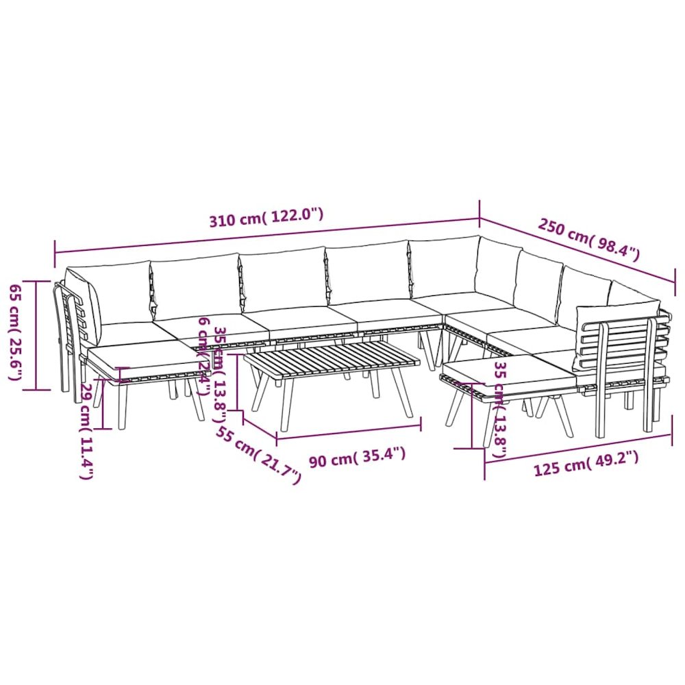 Garden Lounge Set Dark Grey Solid Acacia Wood Large Modular. Picture 12