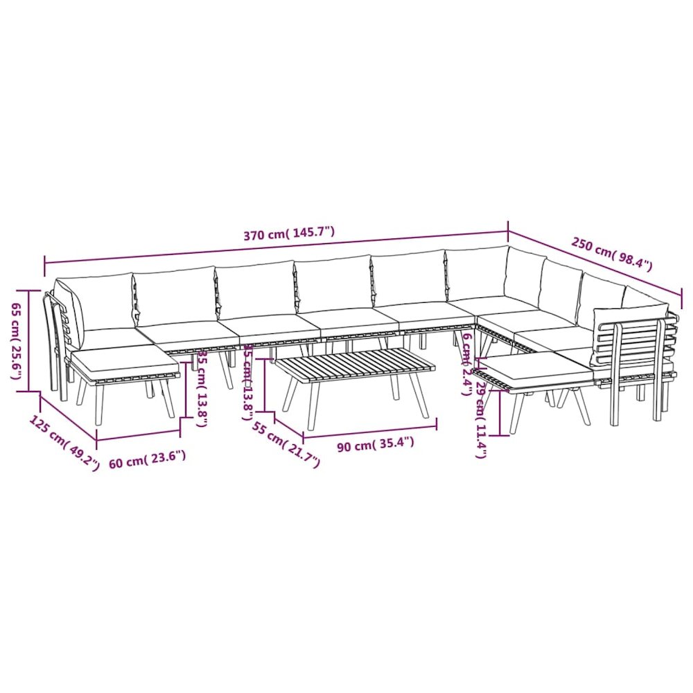 Garden Lounge Set Dark grey, white. Picture 12