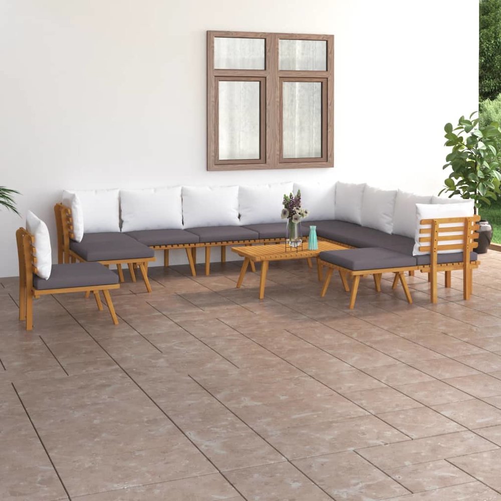 Garden Lounge Set Dark grey, white. Picture 1