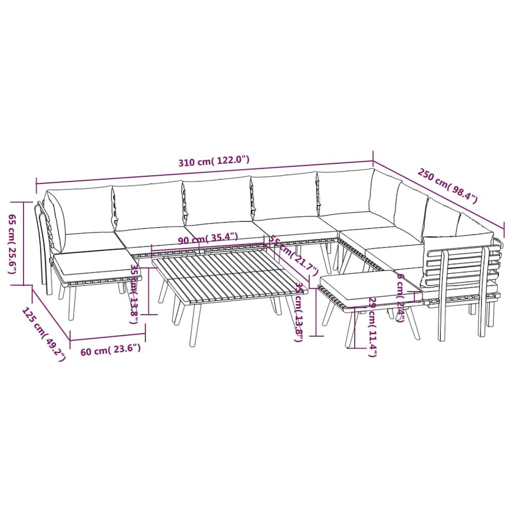 Garden Lounge Set Dark grey, white. Picture 12