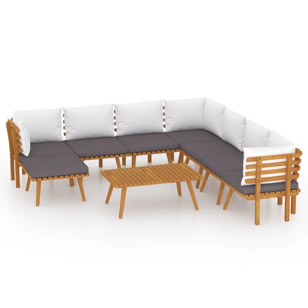 Garden Lounge Set Dark grey Solid acacia wood Large Modular. Picture 2