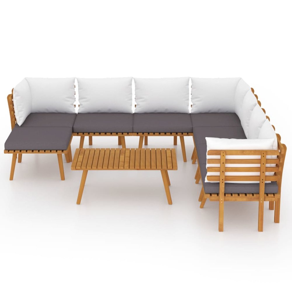 Garden Lounge Set Dark grey Solid acacia wood Large Modular. Picture 3