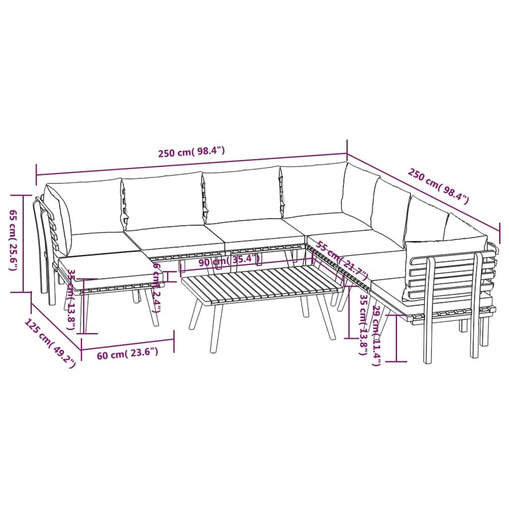 Garden Lounge Set Dark grey Solid acacia wood Large Modular. Picture 12