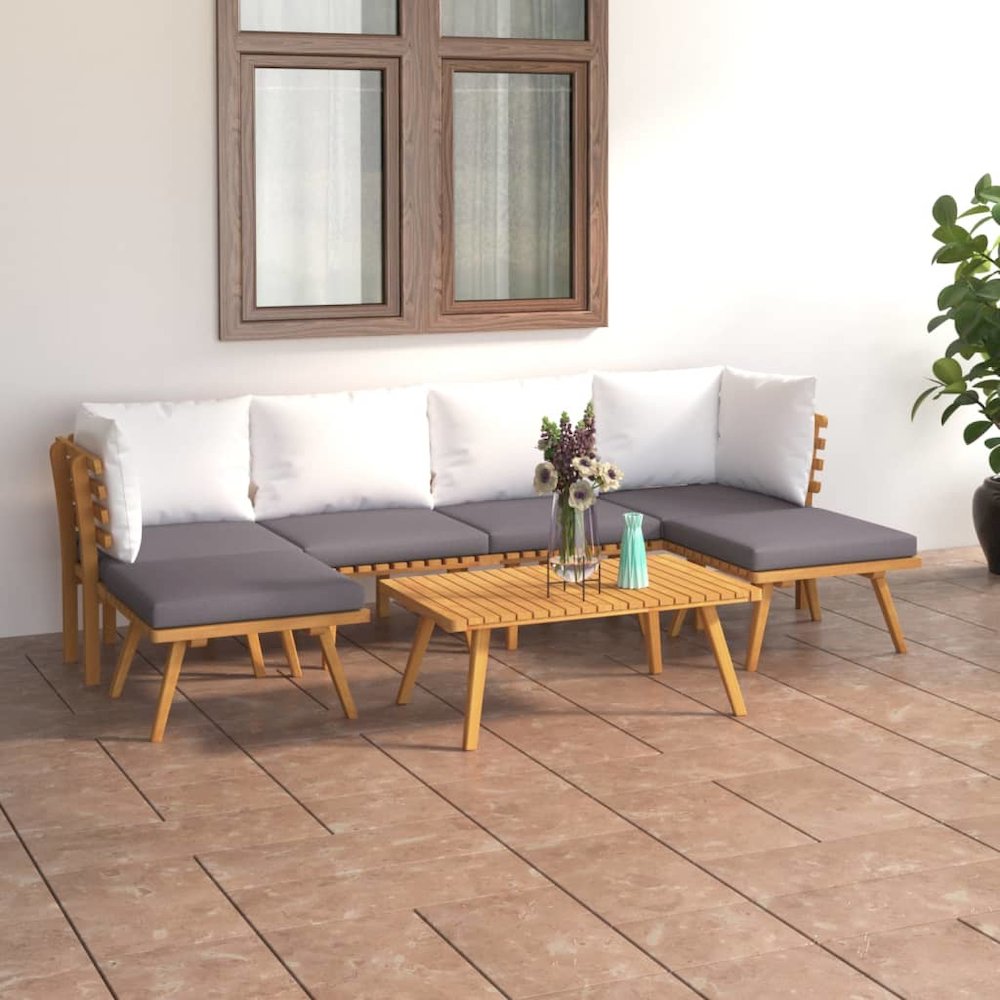 Garden Lounge Set Dark grey, White. Picture 1