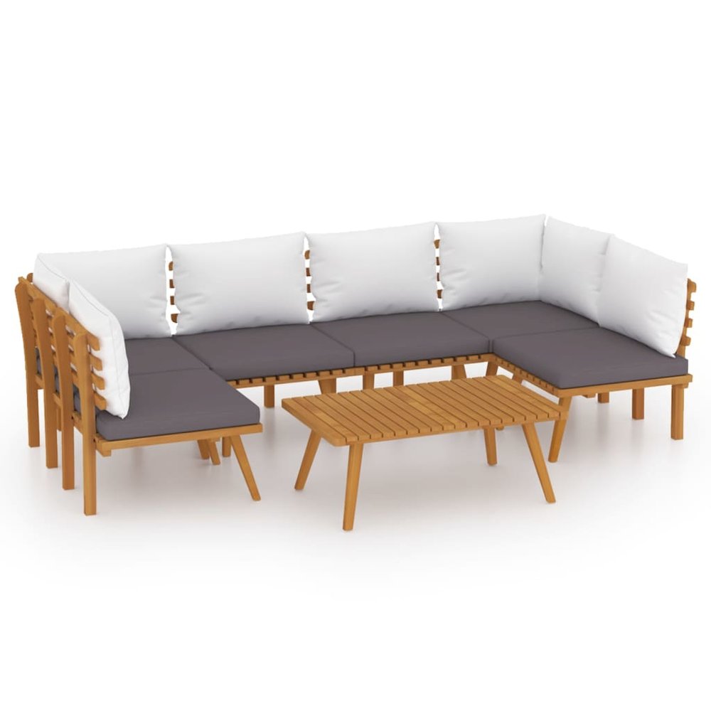 Garden Lounge Set Dark Grey Solid Acacia wood 7 Piece Set Modular. Picture 2