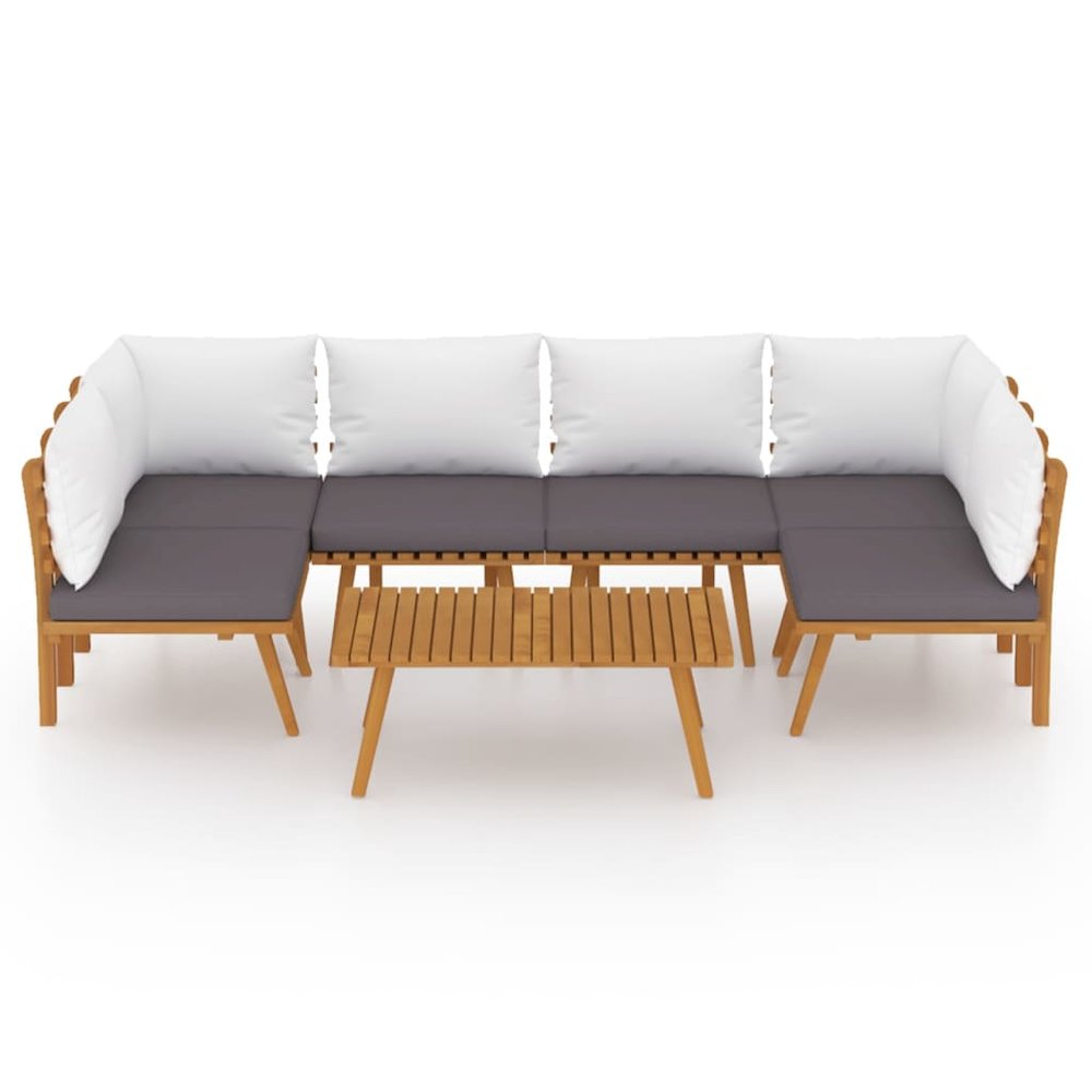 Garden Lounge Set Dark Grey Solid Acacia wood 7 Piece Set Modular. Picture 3