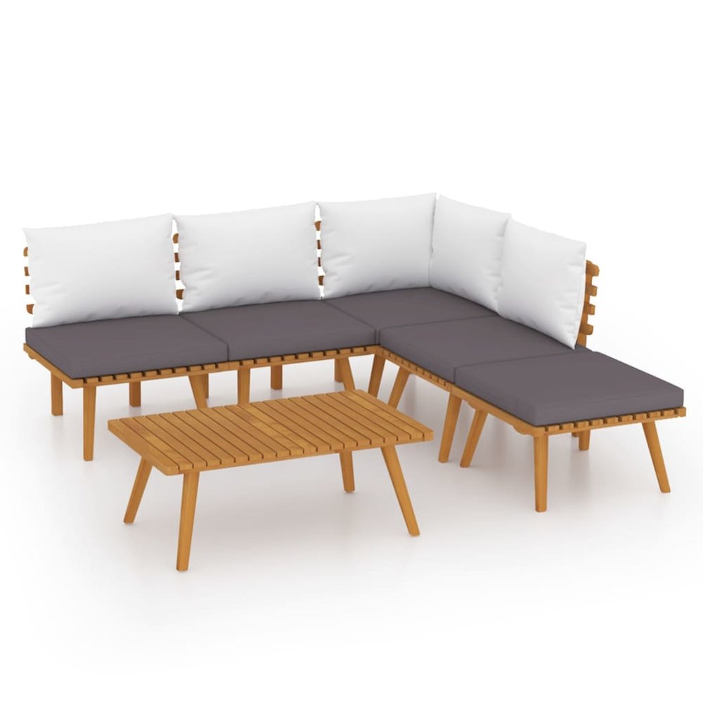 Garden Lounge Set Dark gray Solid acacia wood Large Modular. Picture 2