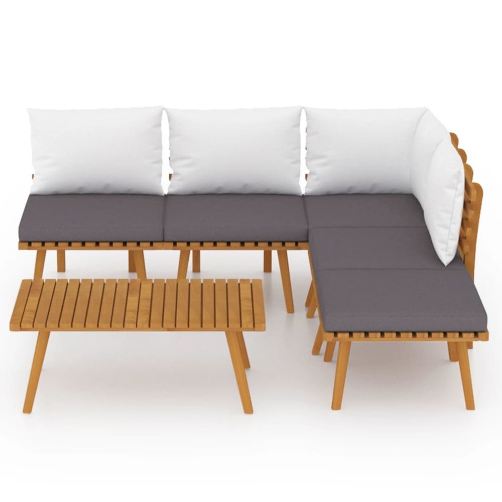 Garden Lounge Set Dark gray Solid acacia wood Large Modular. Picture 3