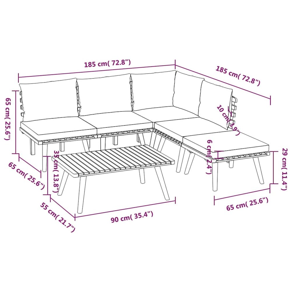 Garden Lounge Set Dark gray Solid acacia wood Large Modular. Picture 12