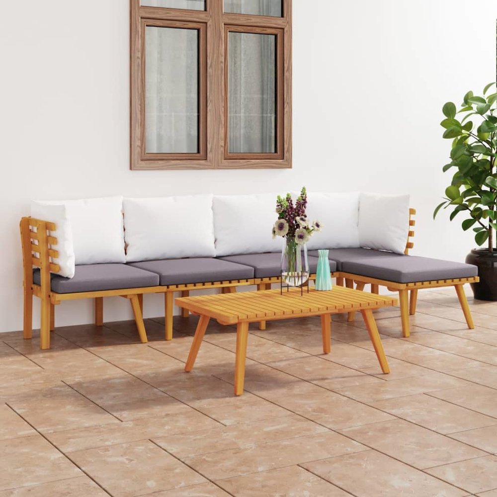 Garden Lounge Set Dark Grey, White. Picture 1