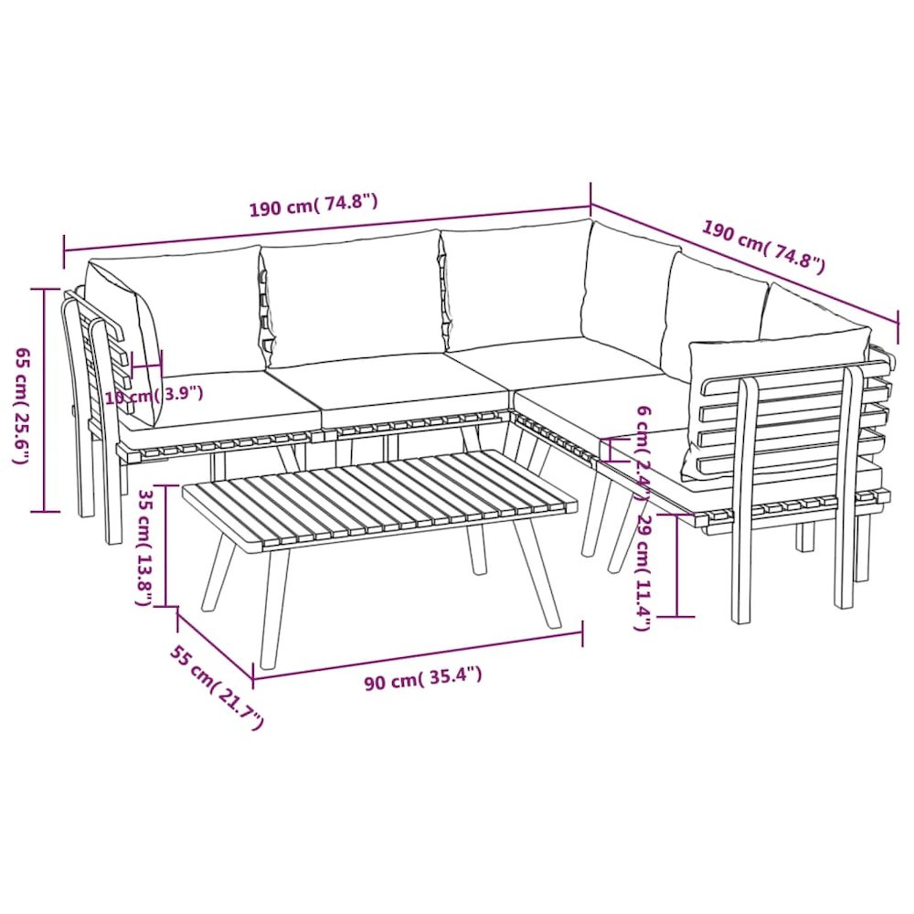 Garden Lounge Set Dark grey, white. Picture 10
