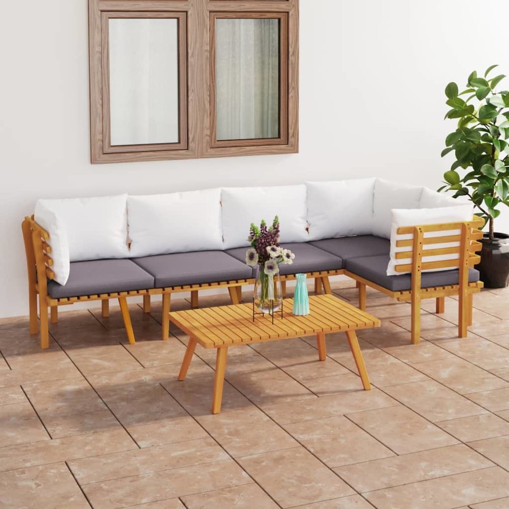 Garden Lounge Set Dark grey, white. Picture 1