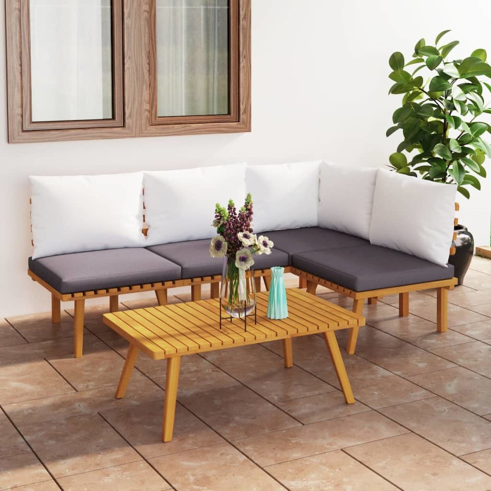 Garden Lounge Set Dark grey and white. Picture 1