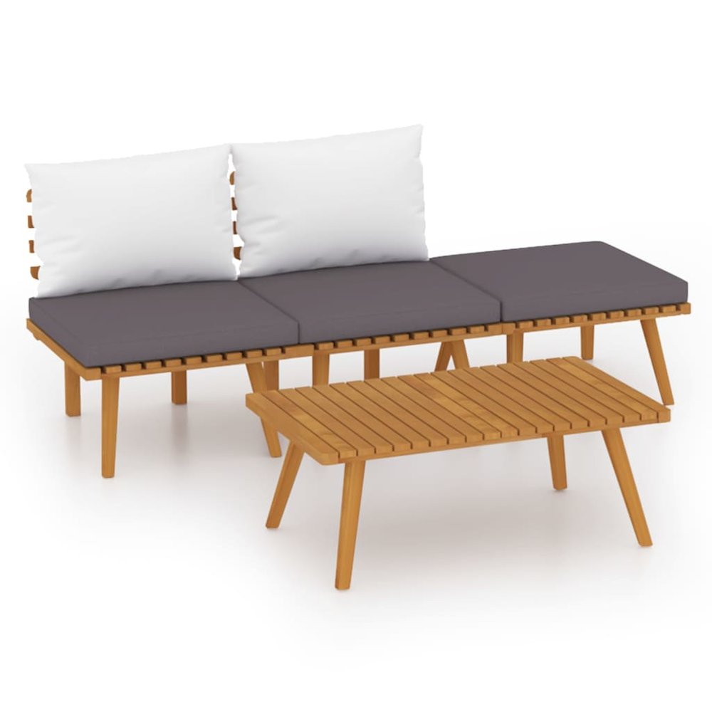 Garden Lounge Set Dark grey Solid acacia wood Medium Modular. Picture 2