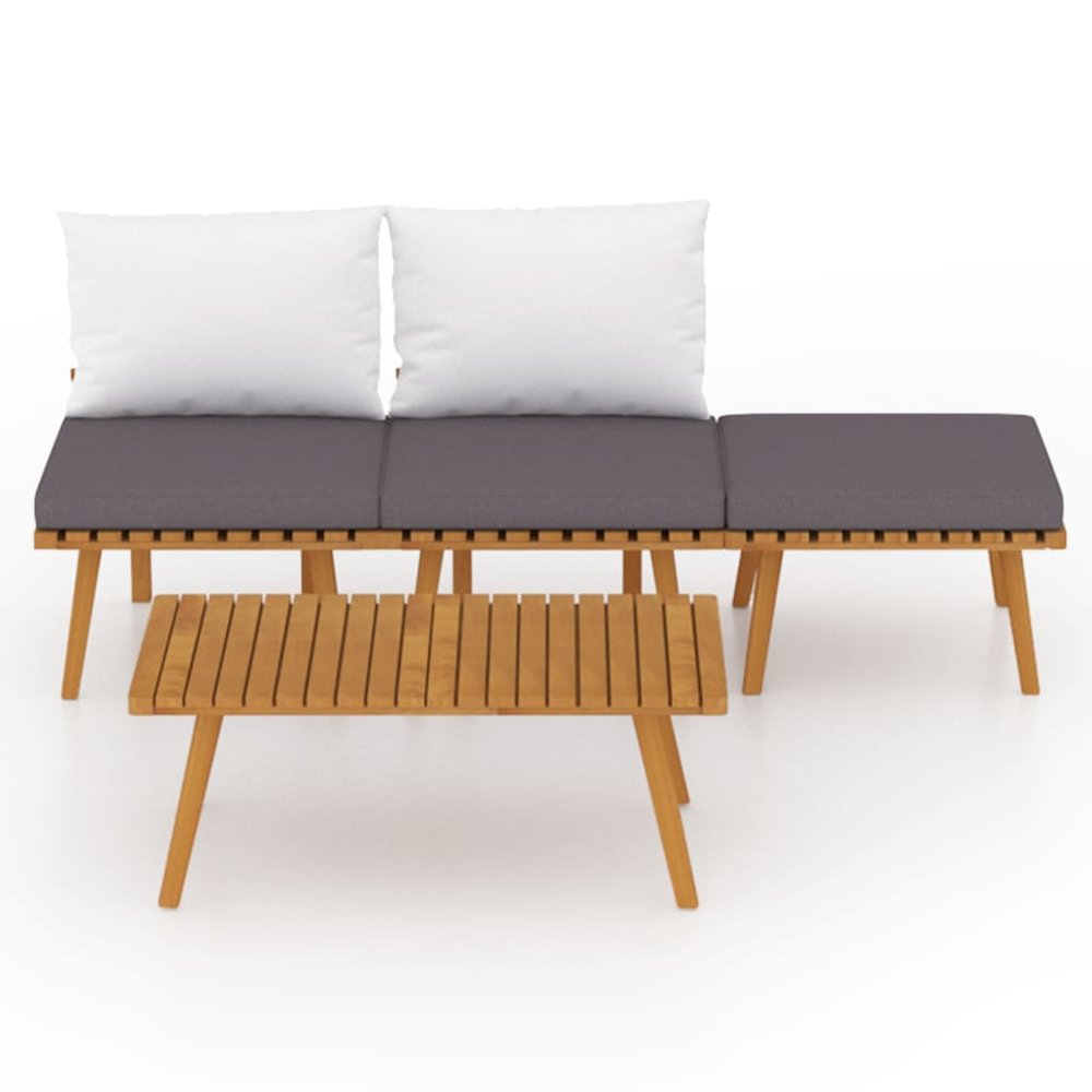 Garden Lounge Set Dark grey Solid acacia wood Medium Modular. Picture 3