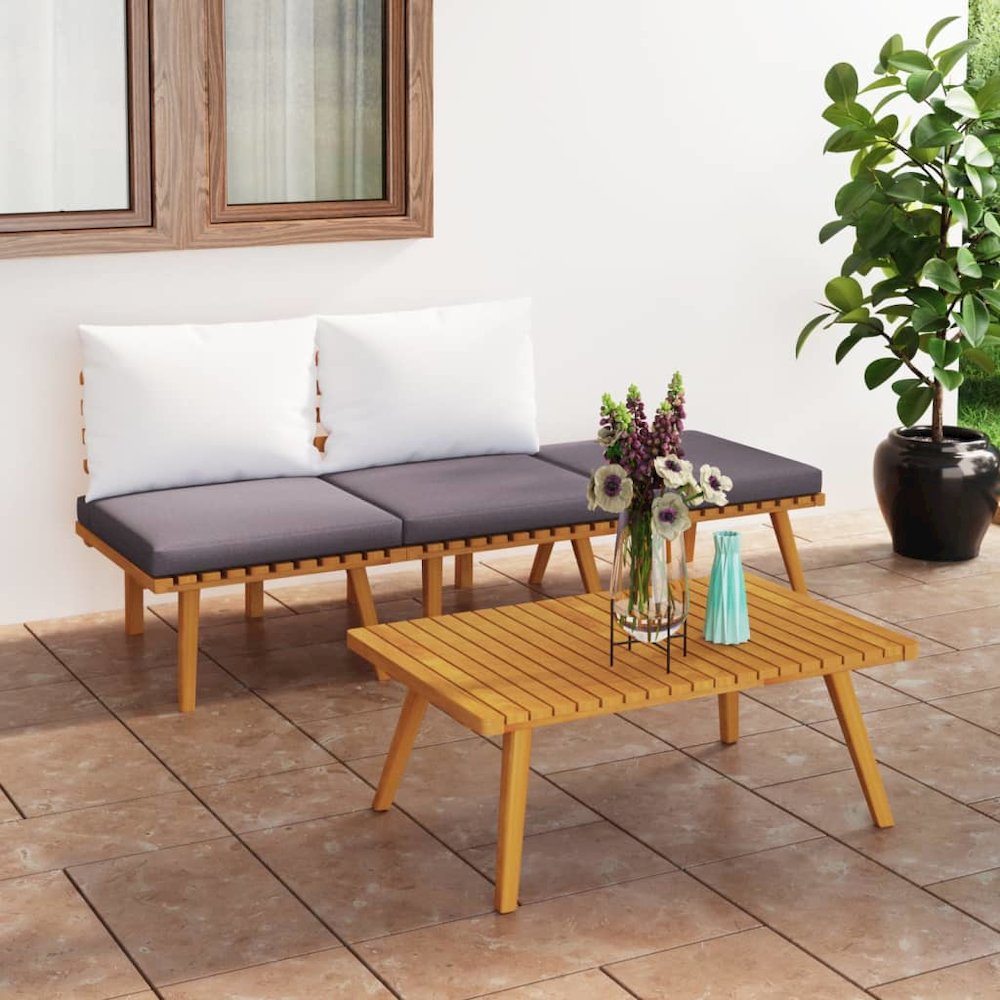 Garden Lounge Set Dark grey Solid acacia wood Medium Modular. Picture 1