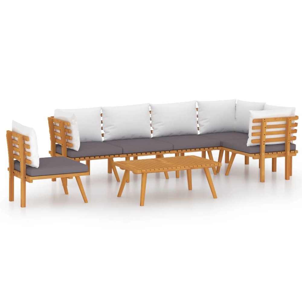 Garden Lounge Set Dark grey Solid Acacia wood Large Modular. Picture 2