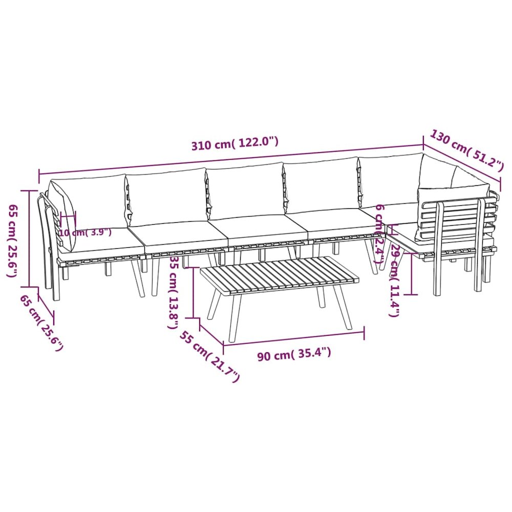 Garden Lounge Set Dark grey Solid Acacia wood Large Modular. Picture 10