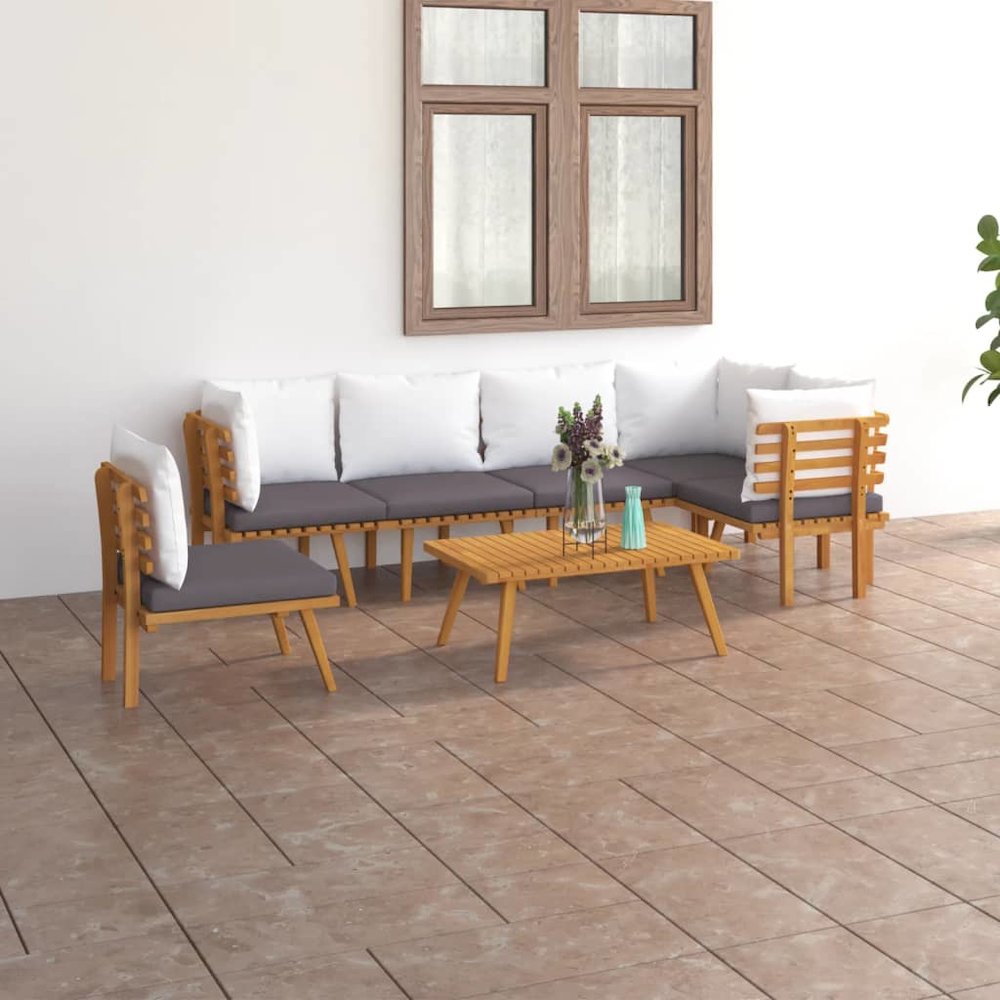 Garden Lounge Set Dark grey Solid Acacia wood Large Modular. Picture 1