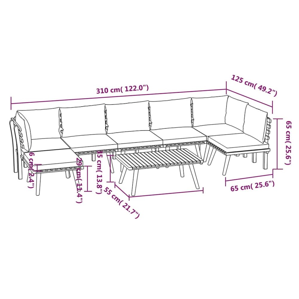 Garden Lounge Set Dark grey, white. Picture 12