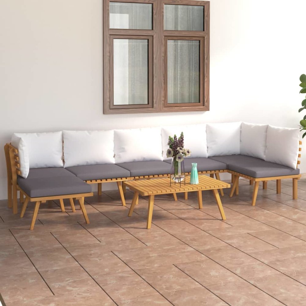 Garden Lounge Set Dark grey, white. Picture 1
