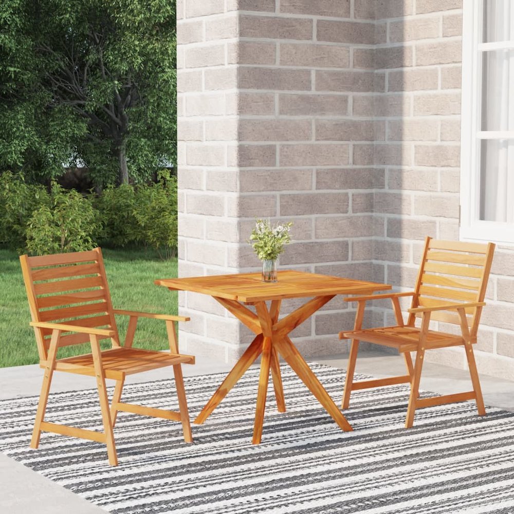 Garden Dining Set Natural Wood Solid acacia wood Durable. Picture 1