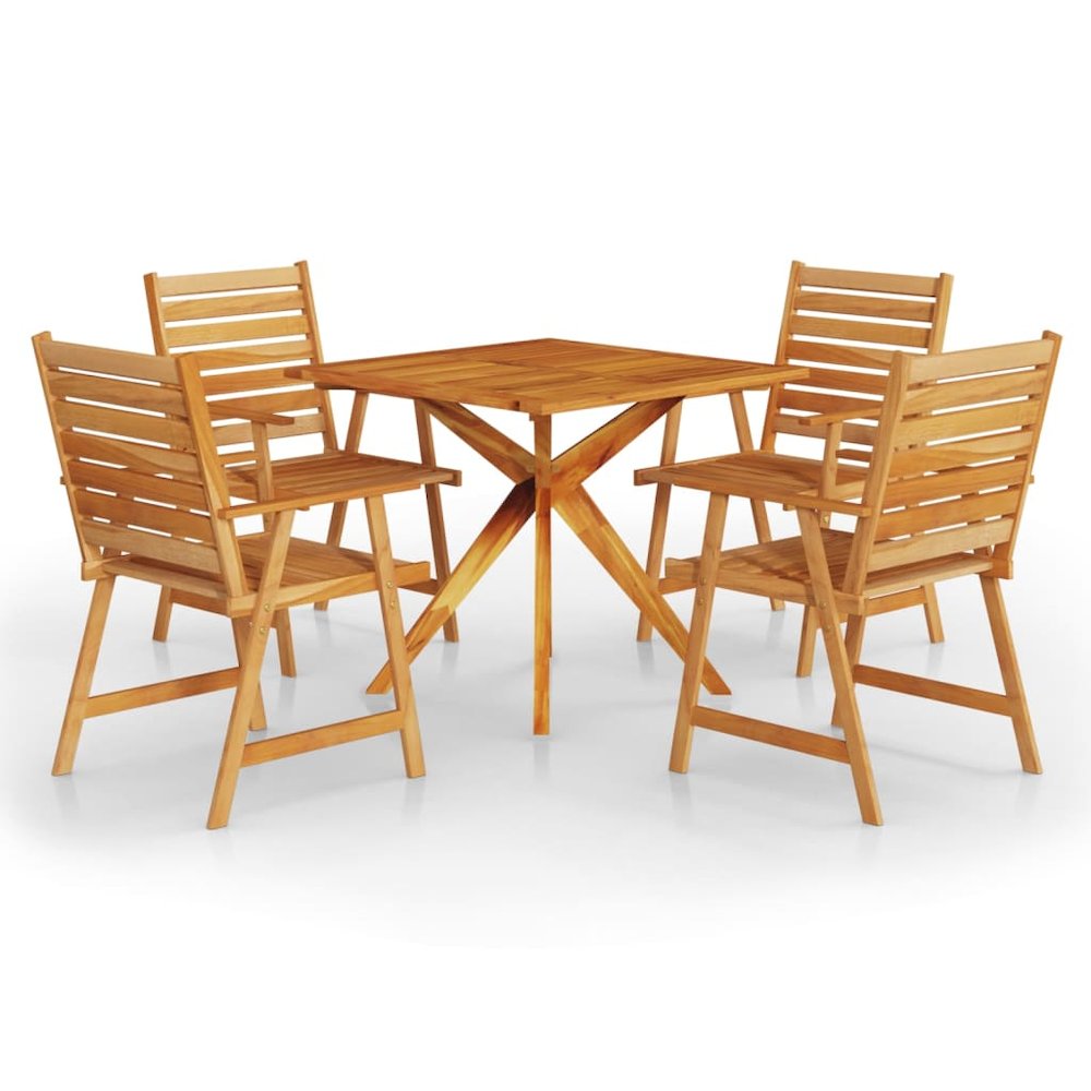 Garden Dining Set Natural wood Solid acacia wood 5 piece set. Picture 2