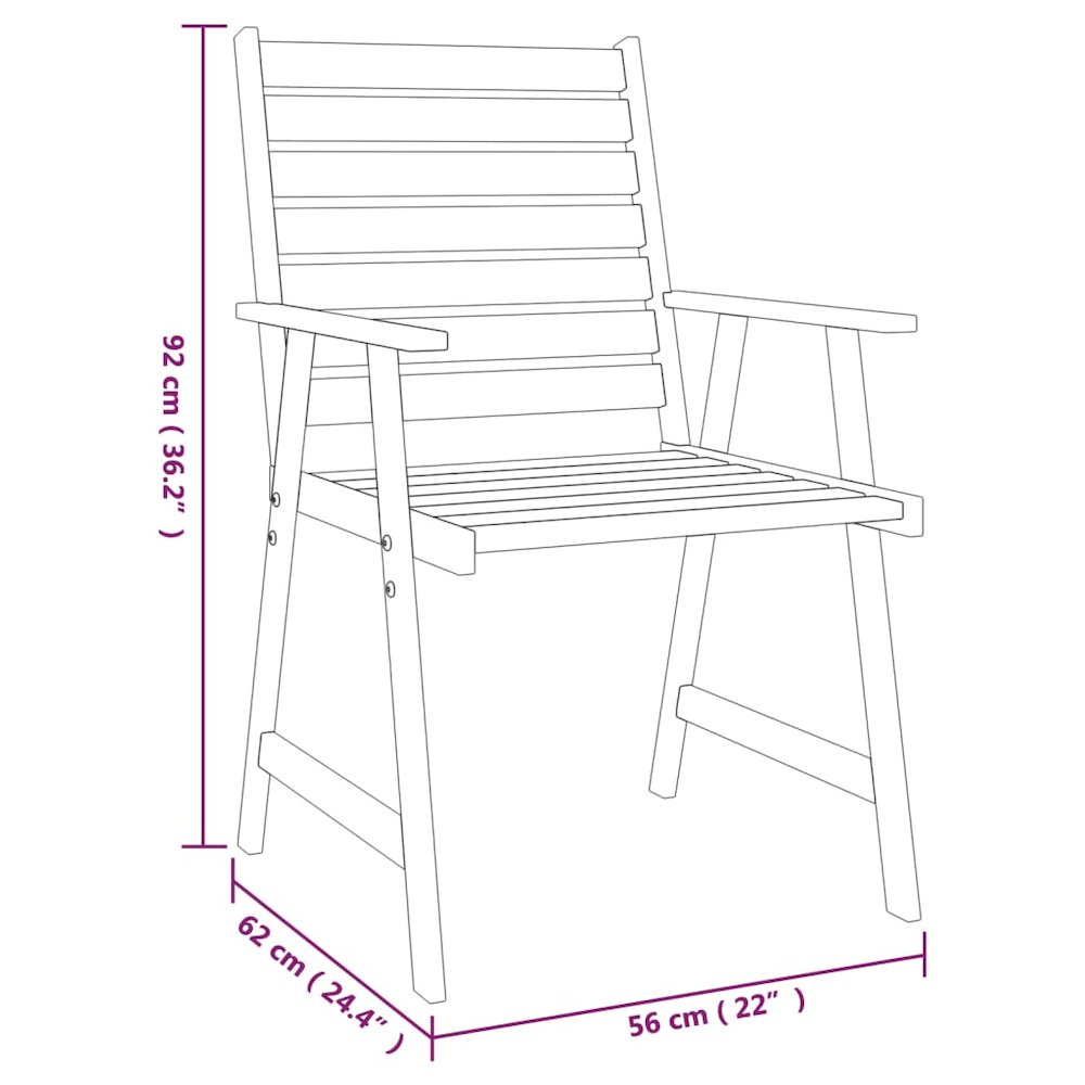 Garden Dining Set Natural wood Solid acacia wood 5 piece set. Picture 9