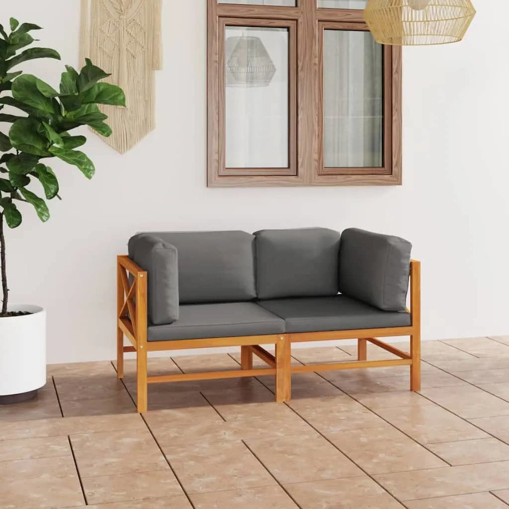 2-seater Garden Sofa Teak Teak wood Medium Durable. Picture 1