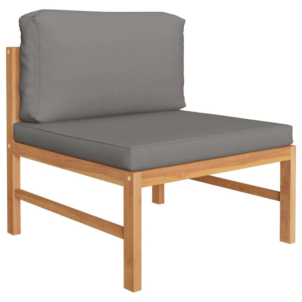 Garden Lounge Set Grey Solid Teak Wood 6 Piece Set Durable. Picture 4