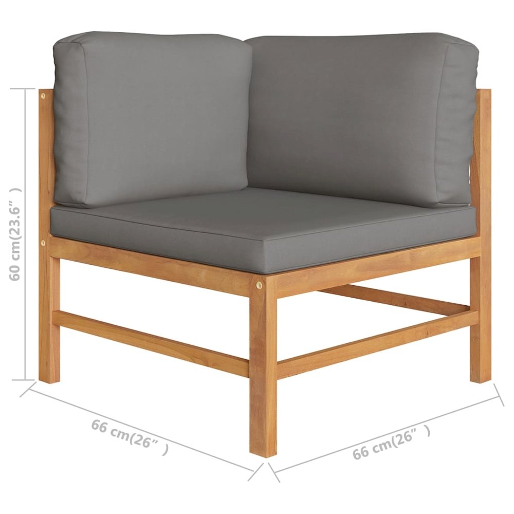 Garden Lounge Set Grey Solid Teak Wood 6 Piece Set Durable. Picture 7