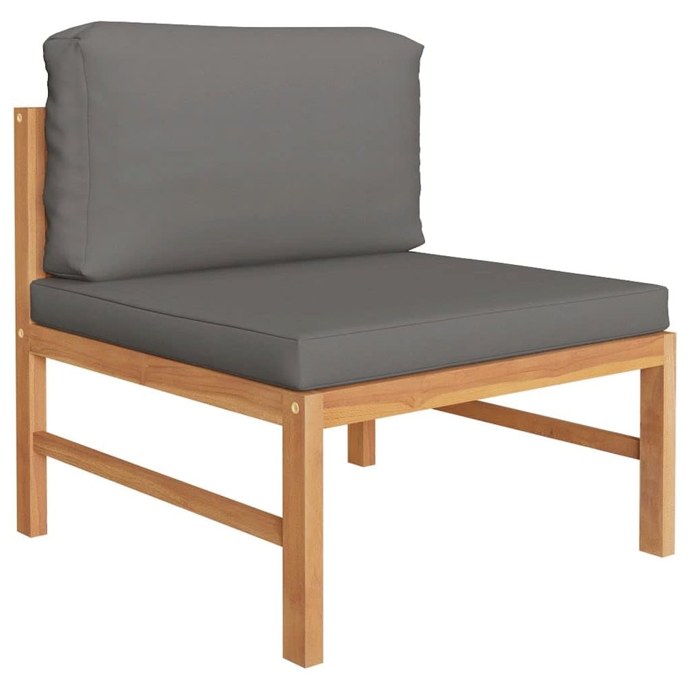 Garden Lounge Set Teak Wood Color, Grey Teak wood, Polyester Medium. Picture 3
