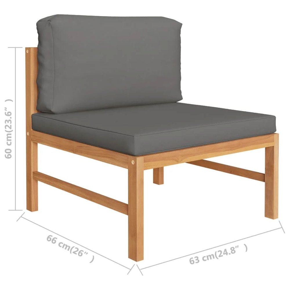 Garden Lounge Set Teak Wood Color, Grey Teak wood, Polyester Medium. Picture 6