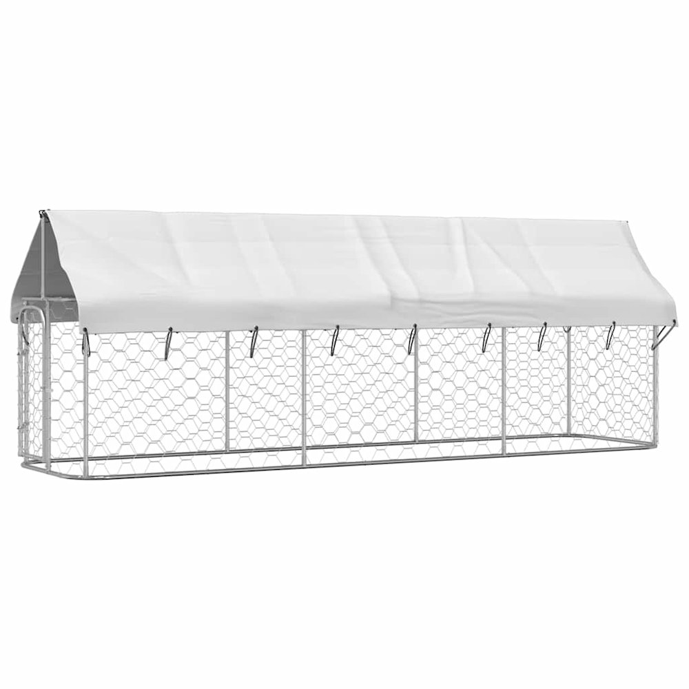 Dog Kennel Silver Galvanized steel, 100% polyethylene Large. Picture 1