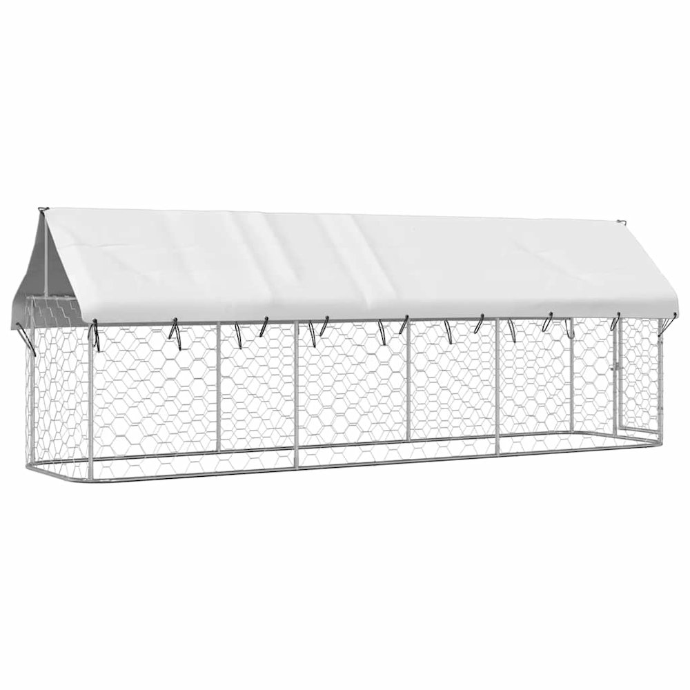 Dog Kennel Silver Galvanized steel, 100% polyethylene Large. Picture 8