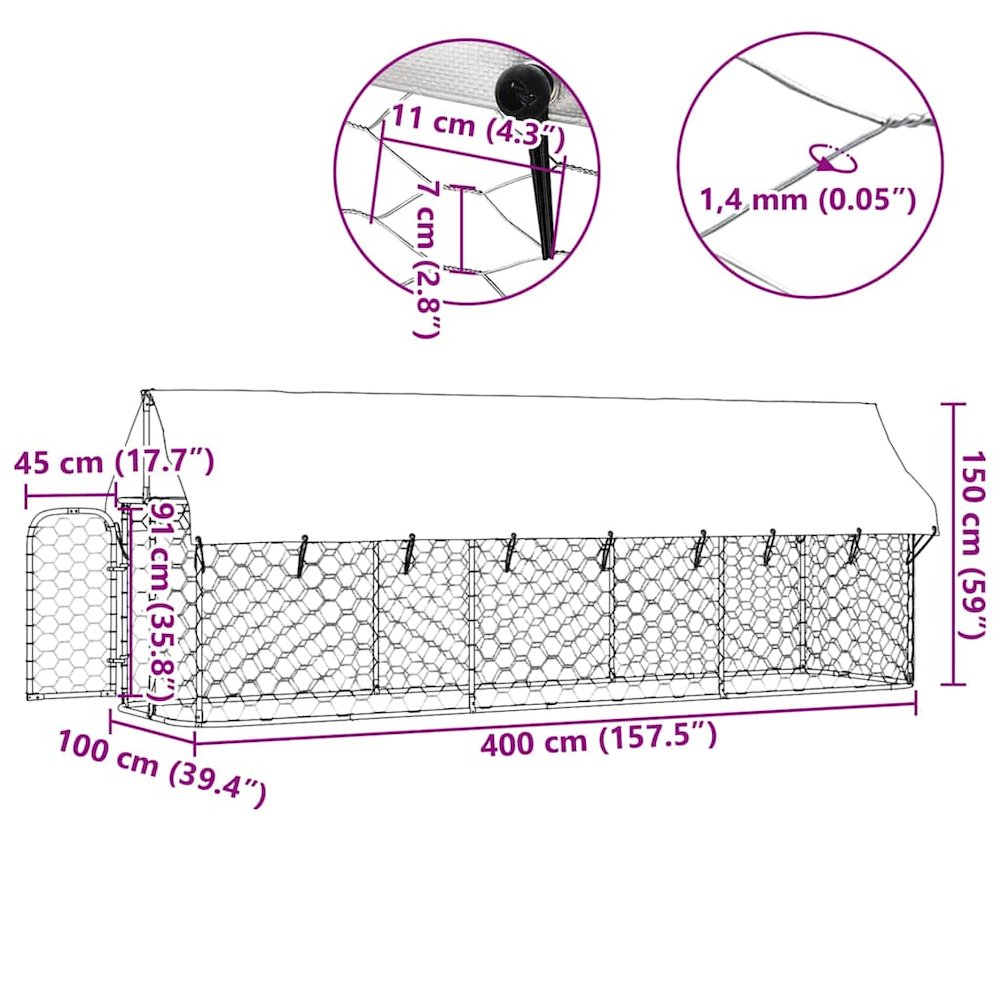 Dog Kennel Silver Galvanized steel, 100% polyethylene Large. Picture 12