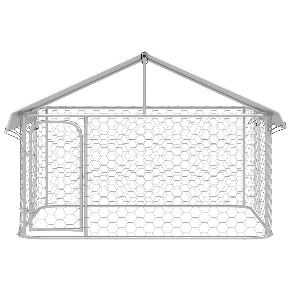Dog Kennel Silver Galvanized steel, polyethylene Large Dog Kennel. Picture 3