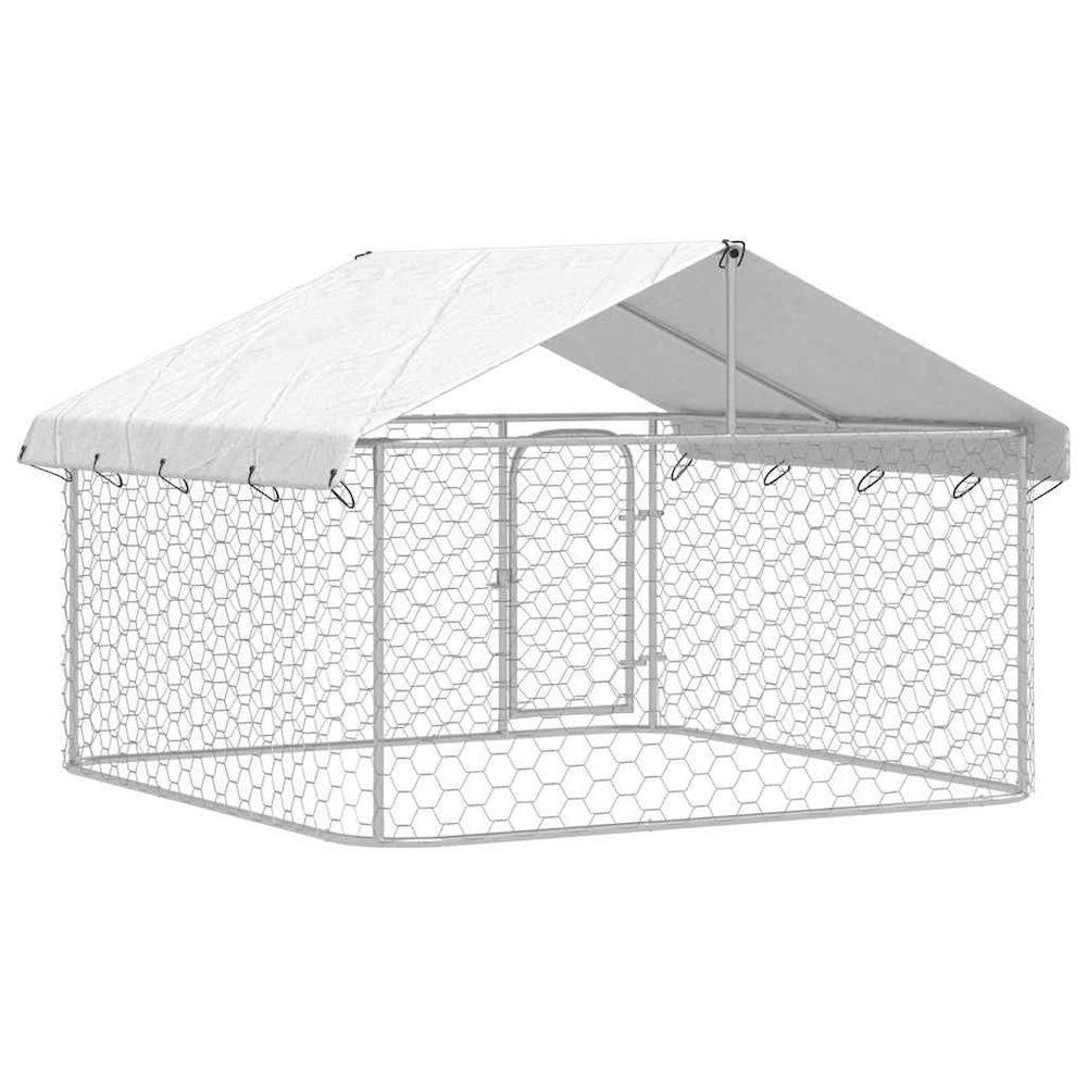 Dog Kennel Silver Galvanized steel, polyethylene Large Dog Kennel. Picture 8