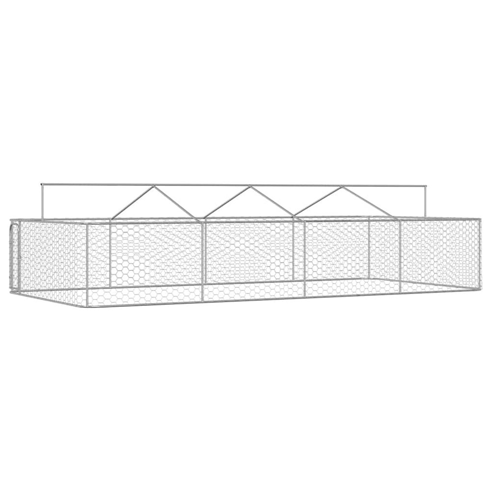 Dog Kennel Silver Galvanized Steel Large Dog Kennel Rectangular. Picture 5