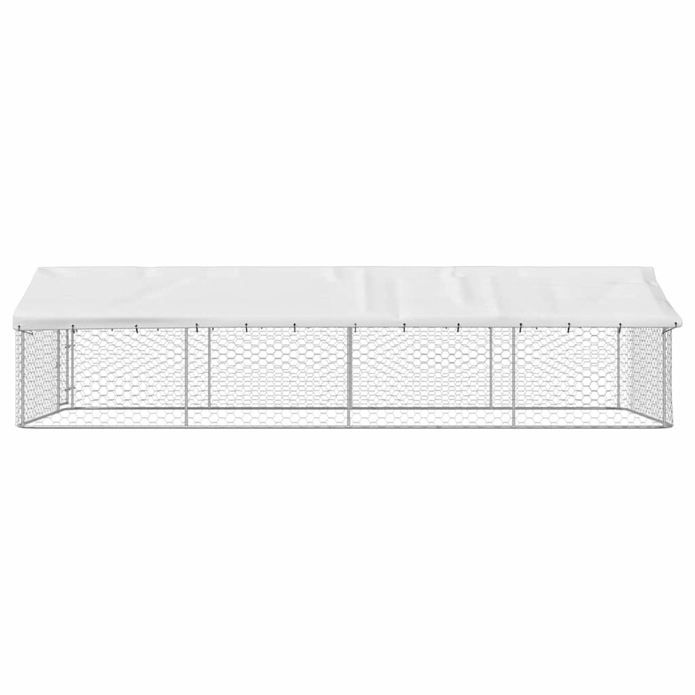 Dog Kennel Silver Galvanized Steel Large Dog Kennel Rectangular. Picture 7