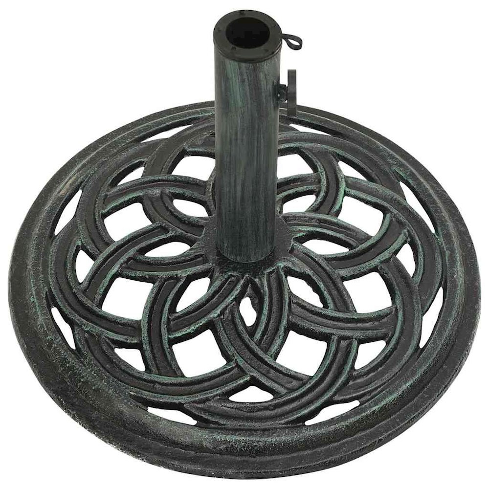 Umbrella Base Green Cast Iron 17.3 in Diameter Floral Inlays. Picture 6