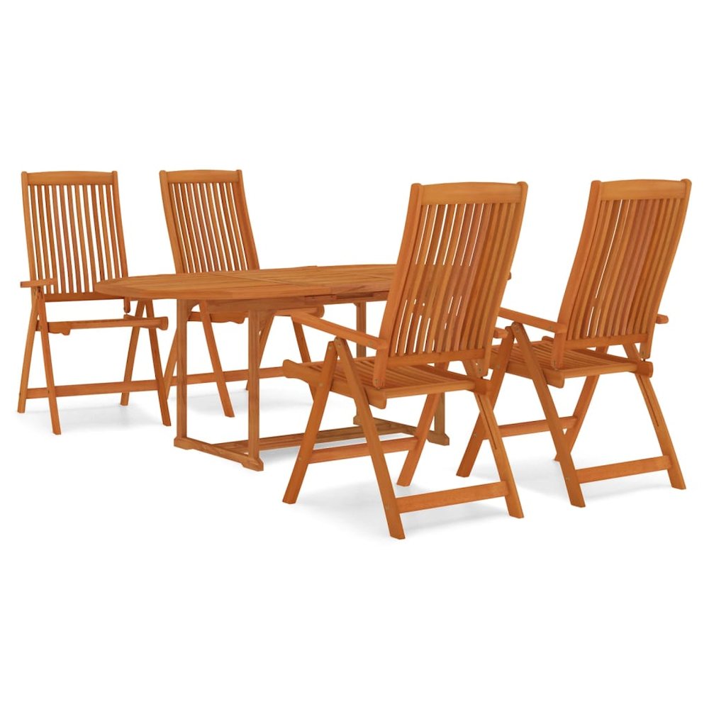 Garden Dining Set Reddish-Brown Solid Eucalyptus Wood Medium. Picture 2