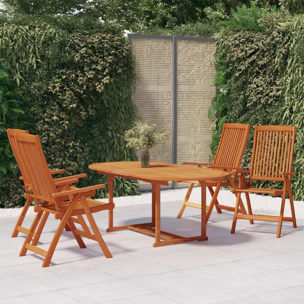 Garden Dining Set Reddish-Brown Solid Eucalyptus Wood Medium. Picture 1