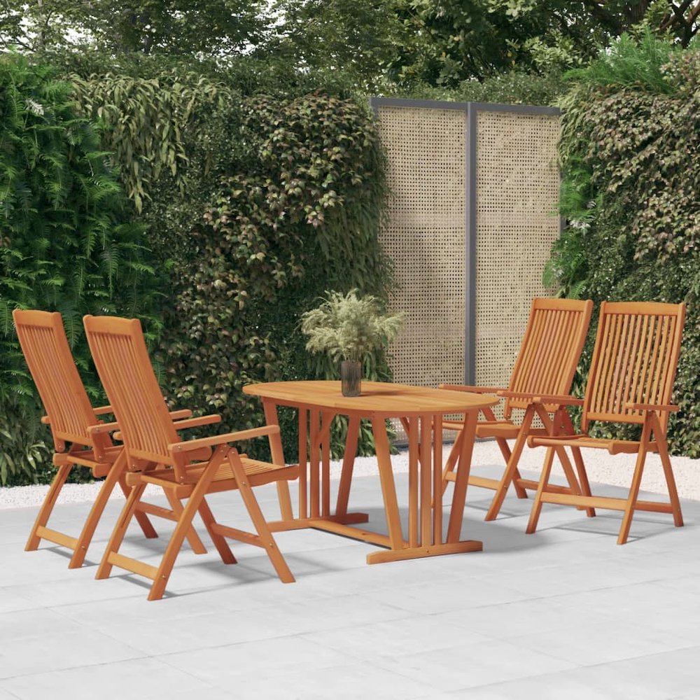 Garden Chair Set of 4 Solid Wood Eucalyptus Wood with Oil Finish. Picture 1