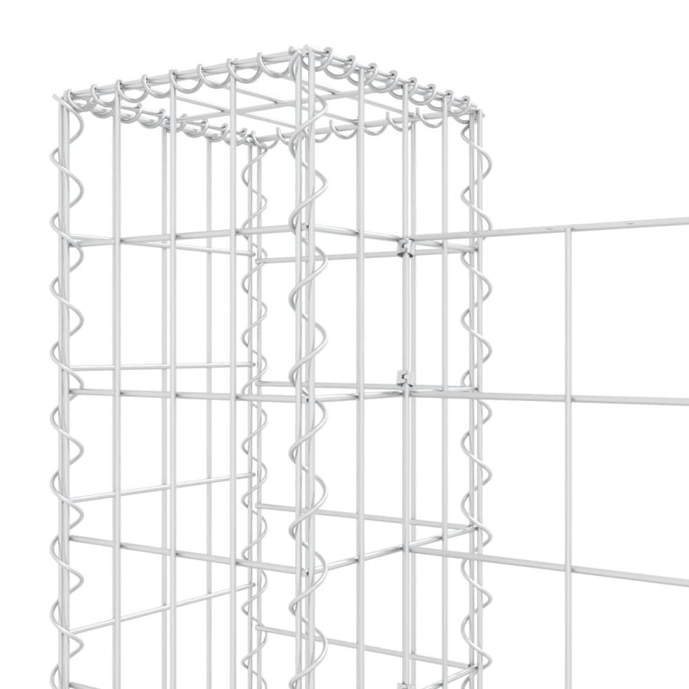 U-shape Gabion Basket with 7 Posts Iron 291.3"x7.9"x39.4". Picture 5