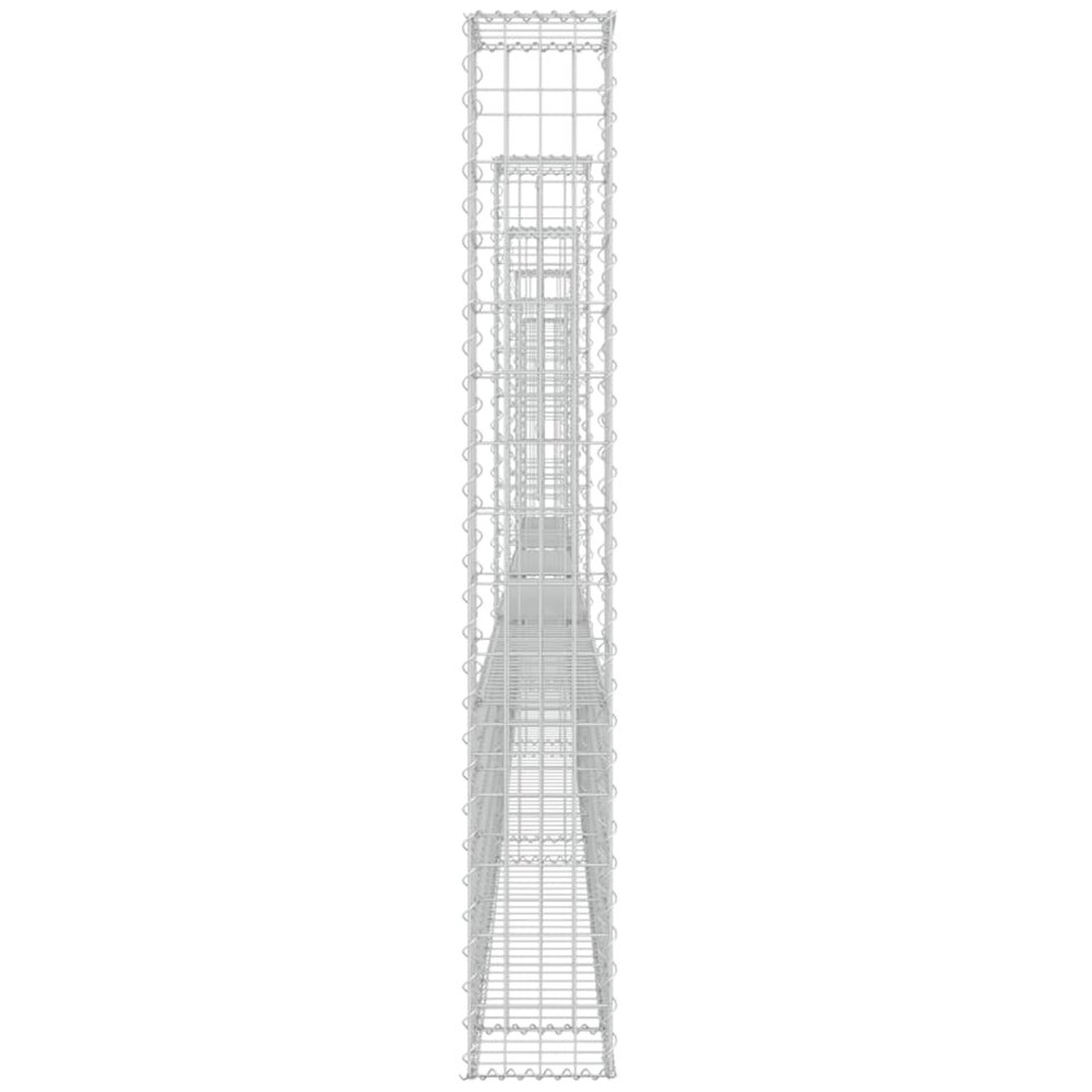 U-shape Gabion Basket with 6 Posts Iron 244.1"x7.9"x59.1". Picture 4
