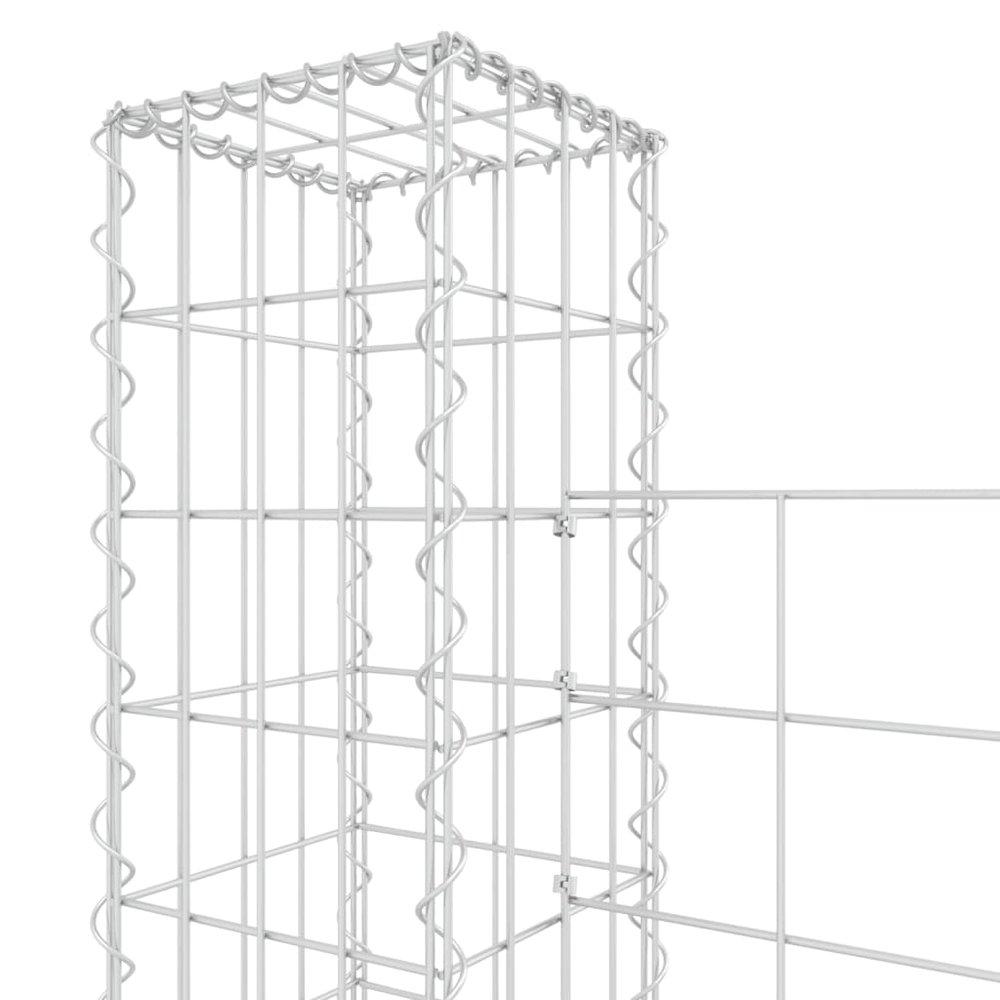 U-shape Gabion Basket with 6 Posts Iron 244.1"x7.9"x59.1". Picture 5