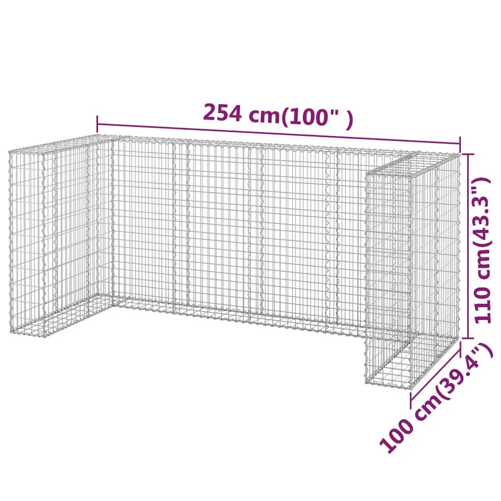 Gabion Wall for Garbage Bins Galvanized Steel 100"x39.4"x43.3". Picture 8