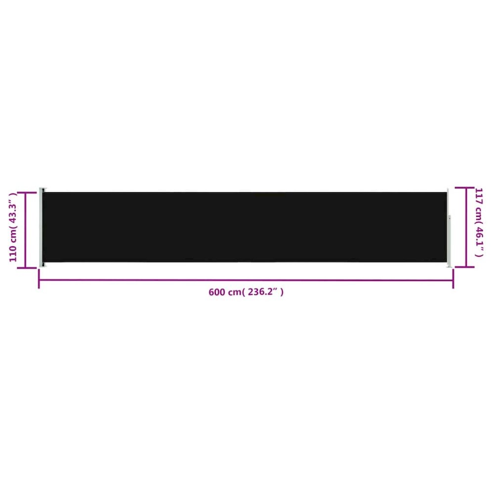 Side Awning Black Polyester with PU coating, Powder-coated Steel. Picture 8