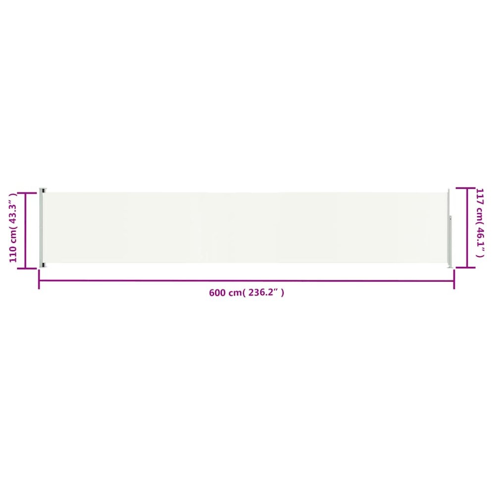 Side Awning Cream Polyester with PU coating 46.1 x 236.2 in. Picture 8
